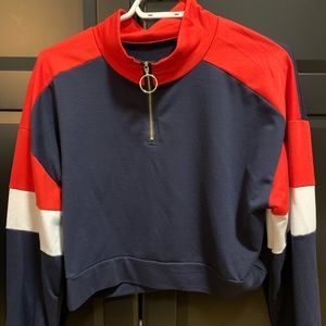 Half Zip Long Sleeve Crop Top